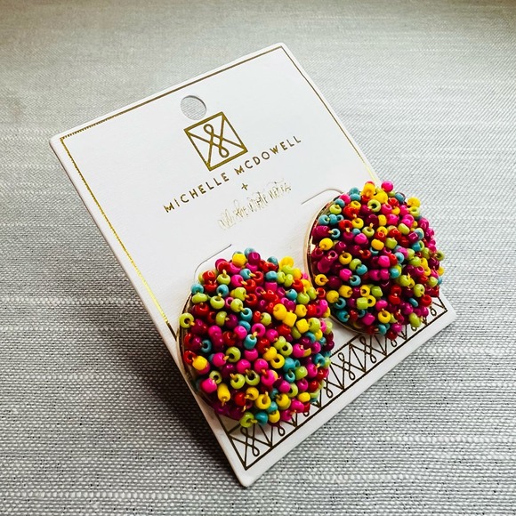 New Michelle McDowell “Confetti Maghon Taylor ASWN” Seed Bead Cluster Earrings - Picture 2 of 5